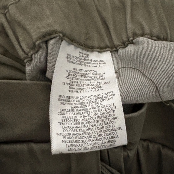 BCBGeneration Olive Twill Cotton Paperbag High Waist Pants - Picture 4 of 7